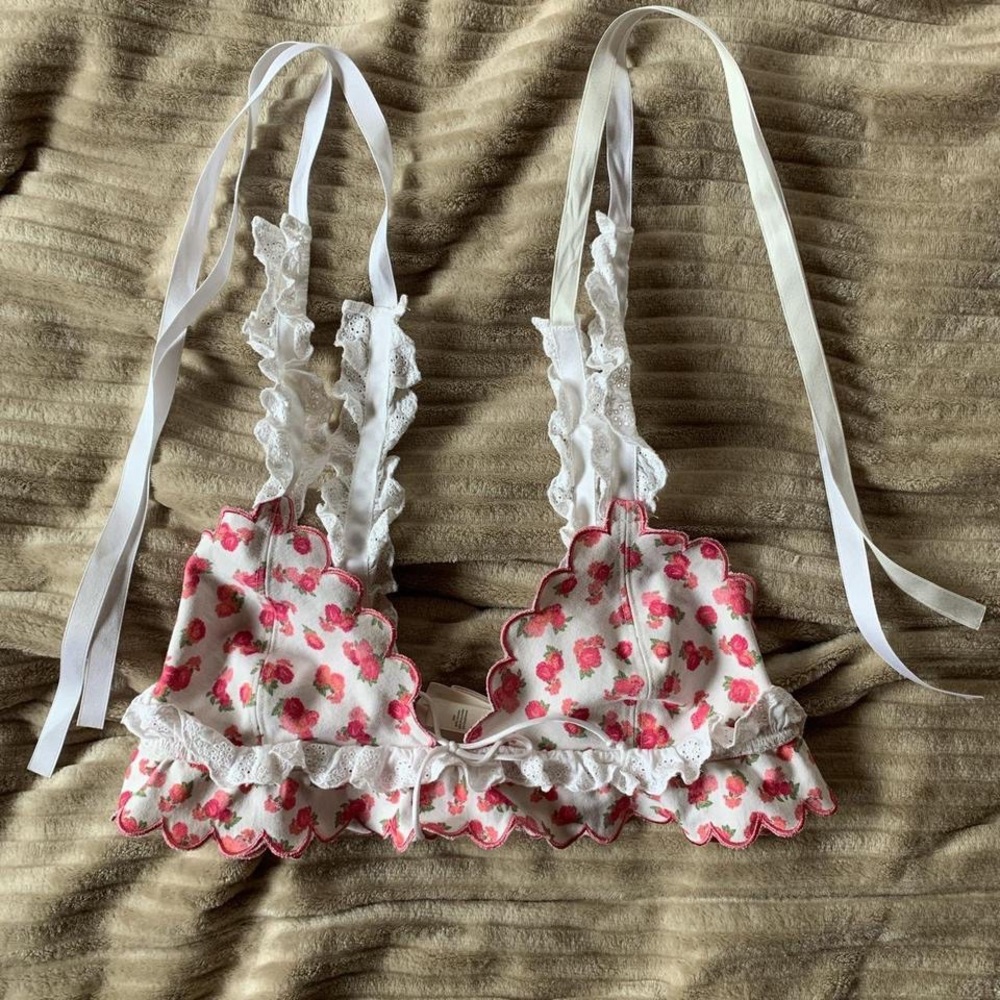 For love and lemons floral bralette with ribbon adjustable straps